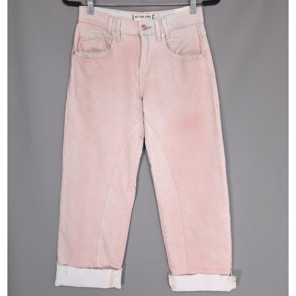 Free People We The Free NEW Jeans Size 26 Women's High-Rise Wide Leg Light Pink